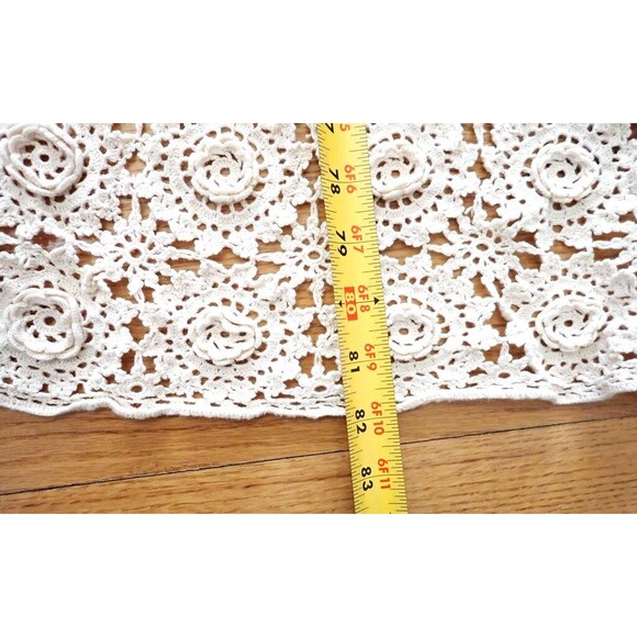 Crochet Lace White Bedspread Coverlet Twin Size Ivory Flower Popcorn 67" x  82" - Picture 6 of 13